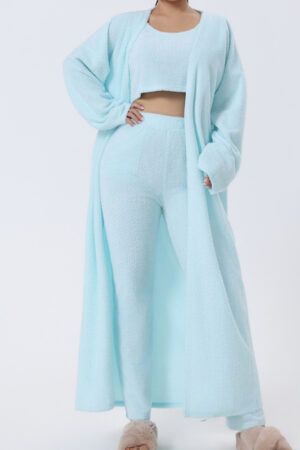 Cozy Pajama Set, 3 Piece Lounge Set, Cute Loungewear, Warm Suit Sets, Matching Set, Lounge Set, 3 Piece Pant Sets, Women Winter Dress