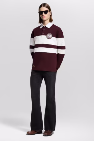Louis Vuitton Damier Striped Long-Sleeved Polo Shirt