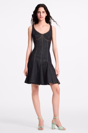 Louis Vuitton Topstitched Denim Dress