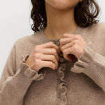 Air-Yarn Ruffle Slim Fit Cardigan