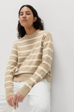 Air-Yarn Striped Crew Jumper