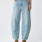 AND/OR Mid Rise Barrel Leg Jeans, Bleach Wash