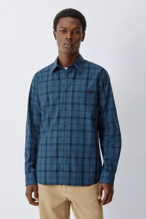 Barbour Tomorrow's Archive Eli Cotton Regular Fit Check Shirt, Dark Denim Check