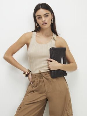 Beige Buckle Knitted Vest
