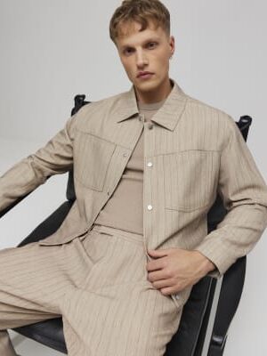 Beige Pinstripe Western Jacket