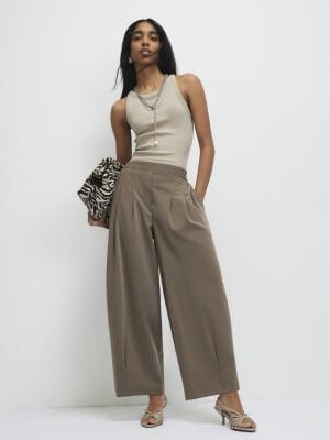 Beige Rib Cami Top