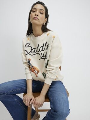 Beige Saddle Up Rodeo Sweatshirt