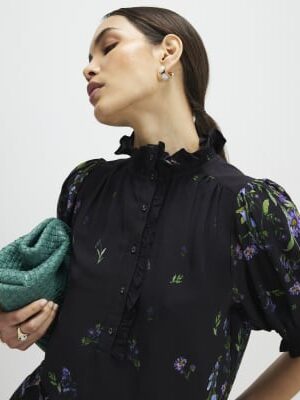 Black Floral Blouse