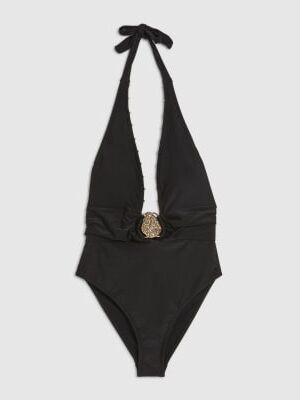 Black Hardware Plunge Swimsuit