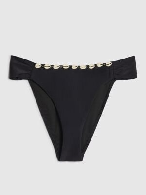 Black High Leg Shell Bikini Bottoms