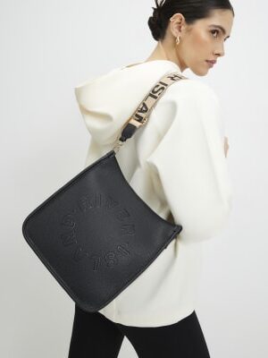 Black Logo Messenger Bag