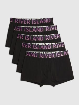 Black Metallic Waistband Pack Of 5 Trunks