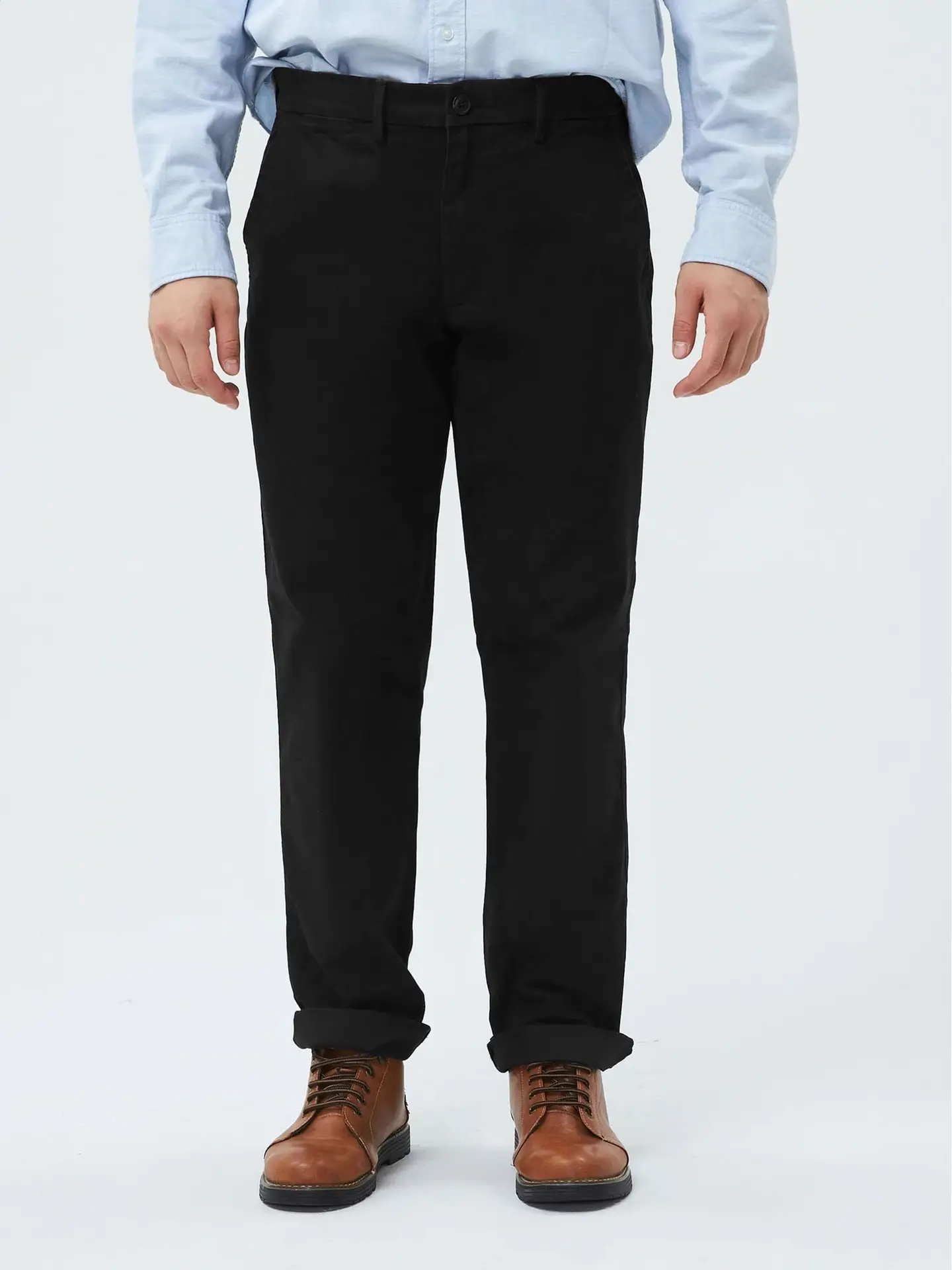 Black Regular Fit Stretch Essential Chino Trousers
