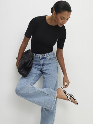 Black Short Sleeve Cotton Fitted Top