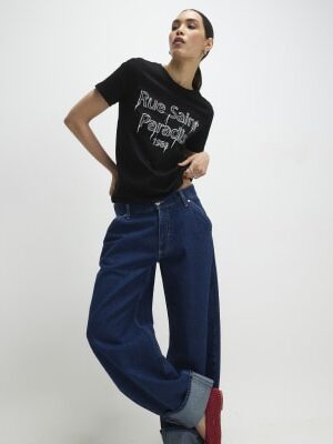 Black Short Sleeve Rue Saint Paradis T-shirt
