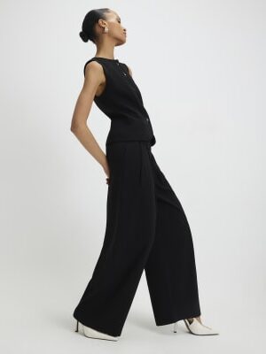 Black Tailored Wide Leg Trousers