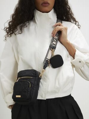 Black Webbing Strap Cross Body Bag