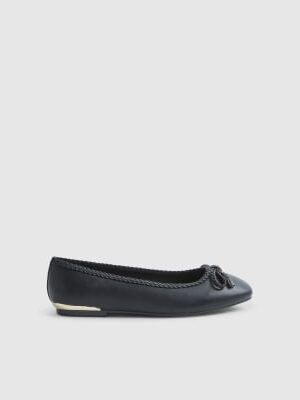 Black Wide Fit Bow Ballet Pumps
