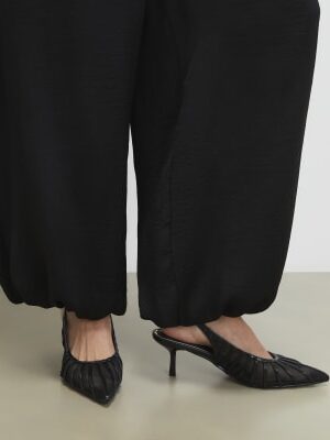 Black Wide Fit Mesh Slingback Court Heels