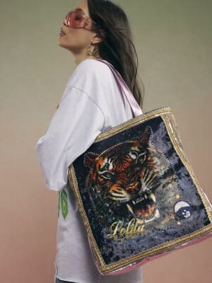 Black Year Zero Velour Tiger Face Bag