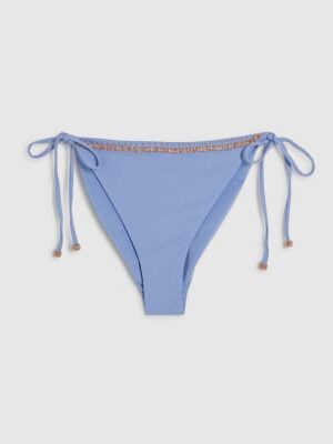 Blue Beaded Tie Side Bikini Bottoms
