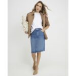 Blue Denim Midi Skirt