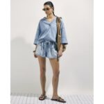 Blue Denim Short Sleeve Tunic Top