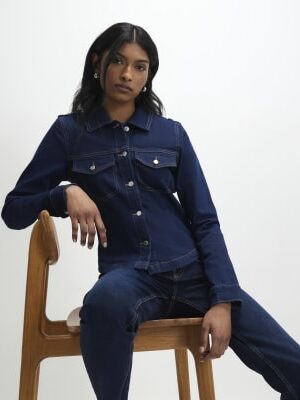 Blue Fitted Denim Jacket