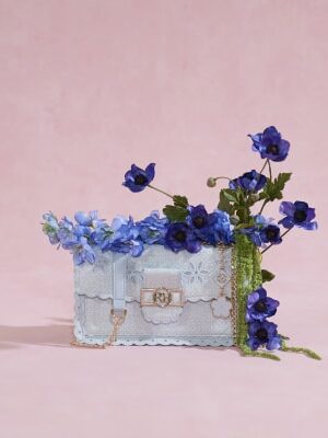 Blue Scalloped Edge Shoulder Bag