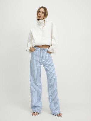 Blue Stripe Relaxed Straight Leg Jeans