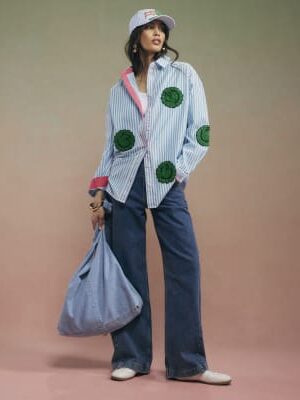 Blue Year Zero Stripe Smiley Face Shirt