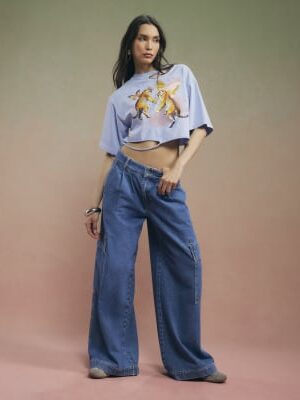 Blue Year Zero Tiger Graphic Crop T-Shirt