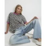 Brown Animal Print Whipstitch T-Shirt