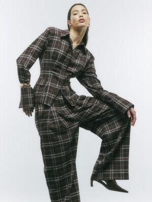 Brown Check Fitted Tailored Shirt
