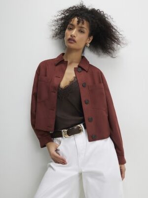 Brown Faux Suede Overshirt