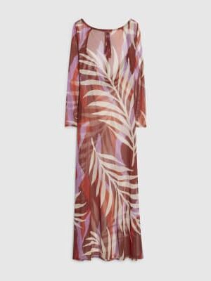 Brown Mesh Cowl Back Maxi Dress