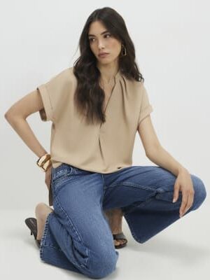 Brown Notch Neck T-Shirt