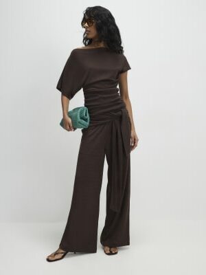 Brown Tie Waist Trousers