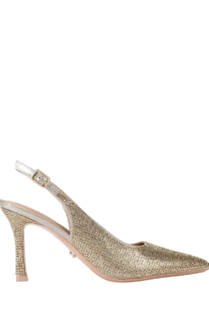 Carvela Corletta Crystal Embellished Sling Back Heel Court Shoes, Gold