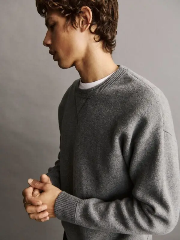 CashSoft Grey Heavyweight Crew Neck Jumper