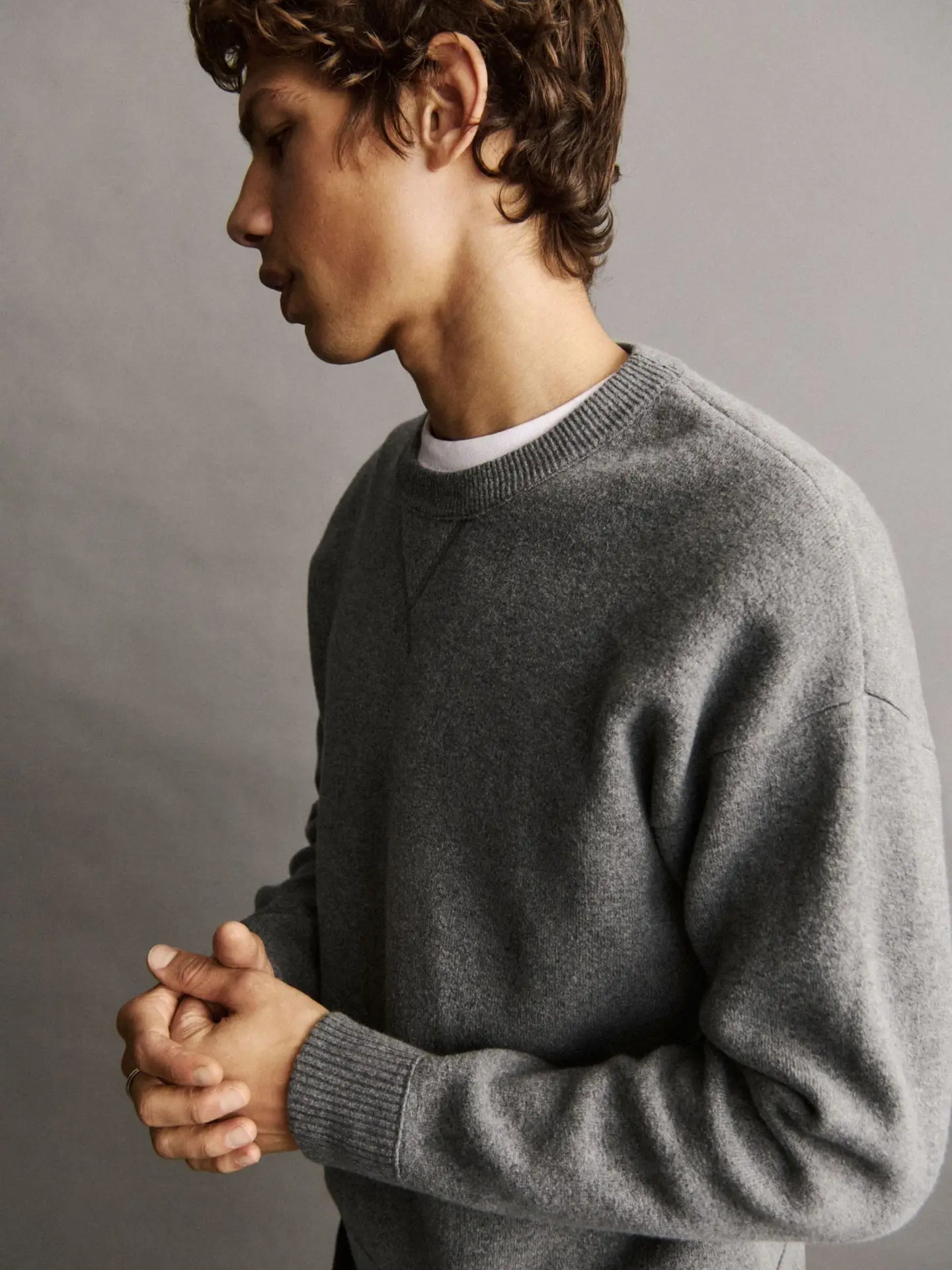 CashSoft Grey Heavyweight Crew Neck Jumper