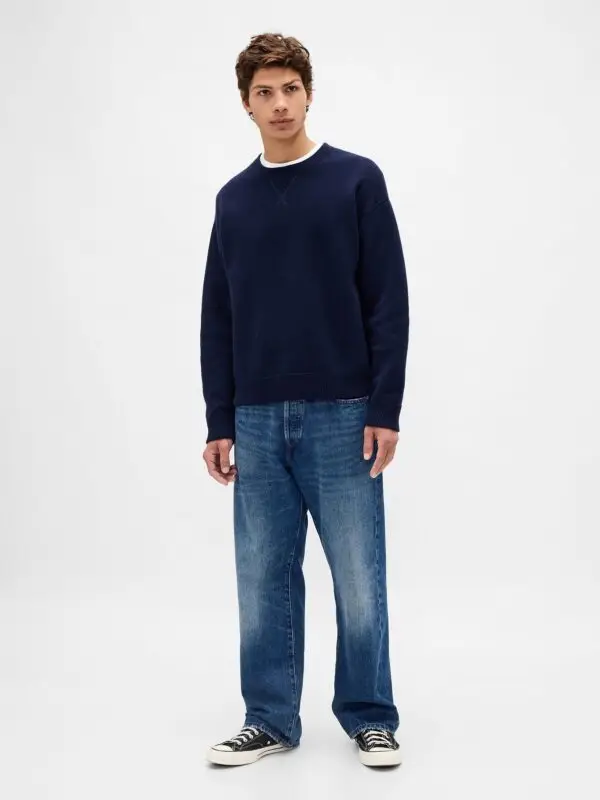 CashSoft Navy Blue Heavyweight Crew Neck Jumper