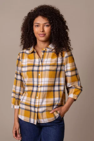 Celtic & Co. Peter Pan Cotton Check Collar Neckline Blouse