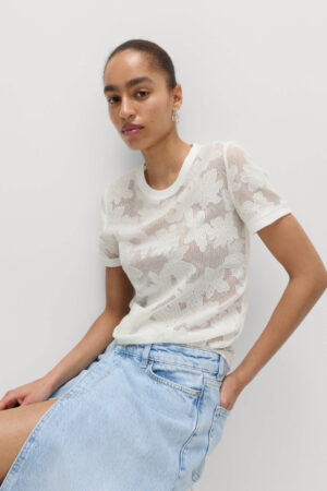 Cotton Blend Floral Lace Top