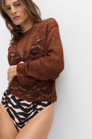 Cotton Blend Metallic Jumper with Linen