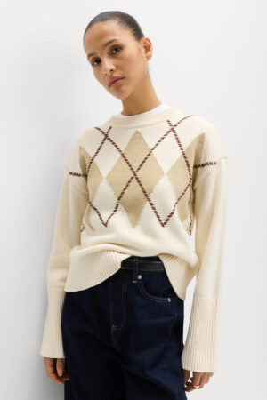 Cotton Rich Argyle Crew Neck Jumper