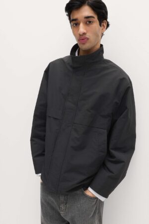 Cotton Rich Boxy Funnel Neck Bomber Jacket