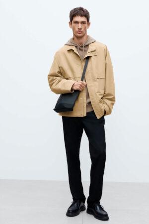 Cotton Rich Boxy Funnel Neck Bomber Jacket