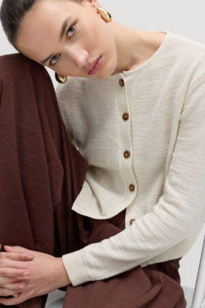Cotton Rich Button Through Cropped Cardigan
