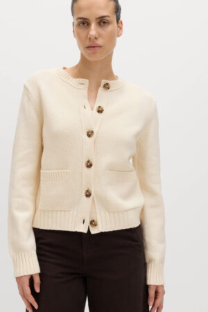Cotton Rich Crew Neck Button Front Cardigan
